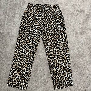 J Crew AQ519 Sz 6 Super Trendy  Tailored Relaxed Pant Leopard 365 Crepe Preppy